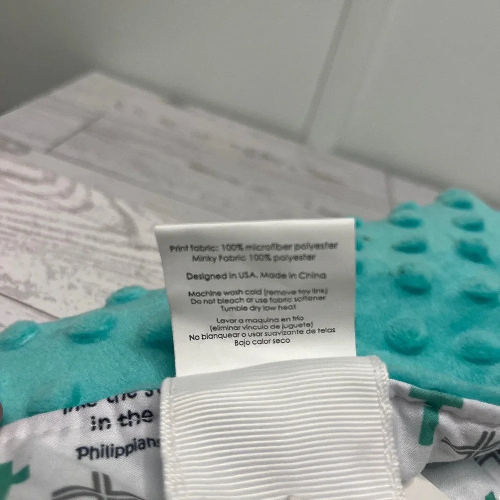 Baby Jack & Co Prayer Baptism Lovey Teal Minky Cross Bible Verse 14x18 NWT
